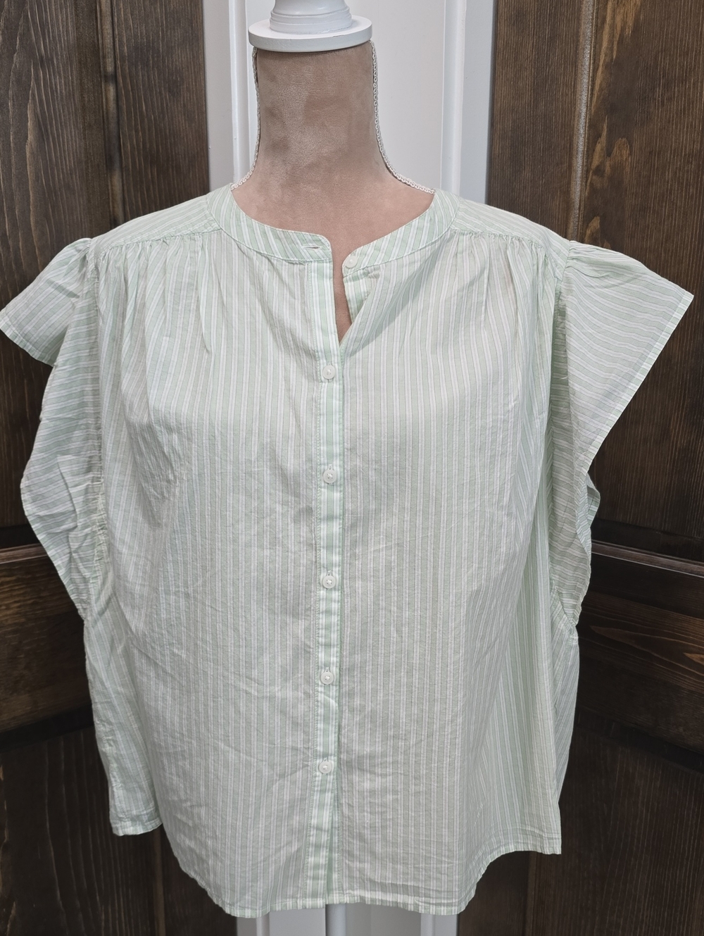 Old Navy Mint Green Striped Button-Front Blouse